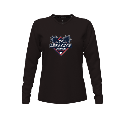 [FTLVCFBK-FYXS-LOGO2] Decker Comfort T-Shirt (Female Youth XS, Black, V Neck, Logo 2, Long Sleeve)