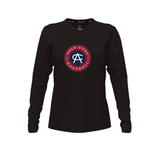 [FTLVPTBK-FYXS-LOGO1] Decker Performance T-Shirt (Female Youth XS, Black, V Neck, Logo 1, Long Sleeve)