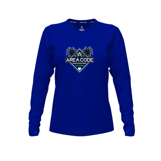 [FTLVPTRY-FYXS-LOGO3] Decker Performance T-Shirt (Female Youth XS, Royal, V Neck, Logo 3, Long Sleeve)