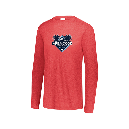 [3075.V96.XS-LOGO3] Decker Men's Tri-Blend T-Shirt - Long Sleeve (Adult XS, Red, Logo 3)