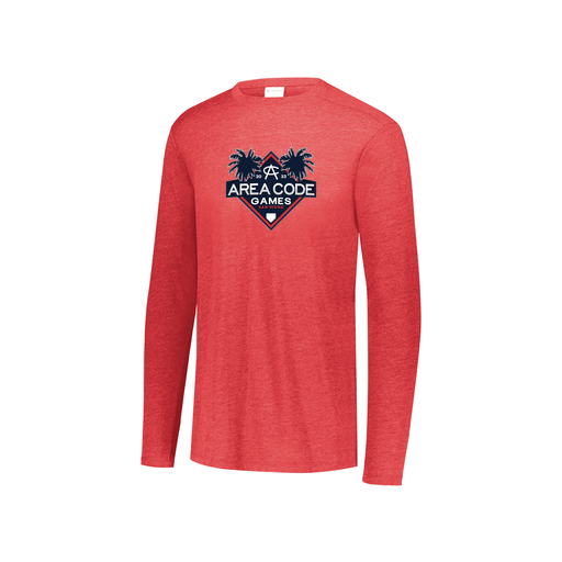 [FTLCUBRD-YS-LOGO2] Decker Youth Tri-Blend T-Shirt - Long Sleeve (Youth S, Red, Logo 2)